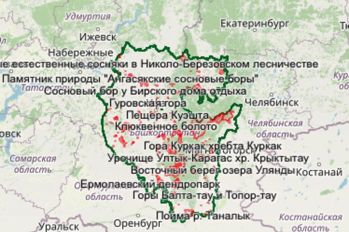 На сайте Дирекции природных парков Башкирии появилась интерактивная карта ООПТ республики