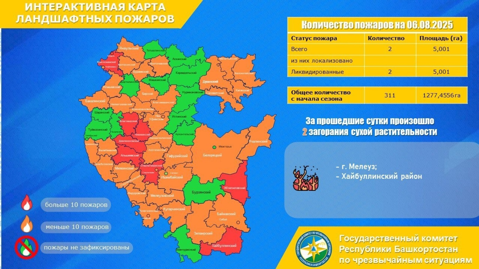В одном из районов Башкирии произошел лесной пожар